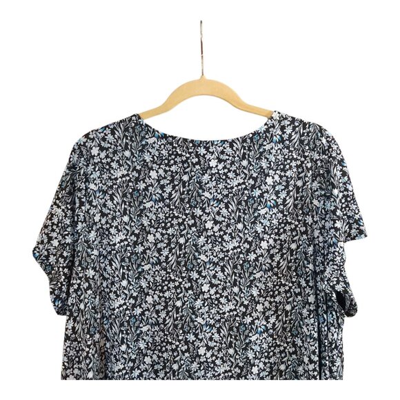 CHAPS Short Sleeve Floral Print Stretch Knit V-neck Top Casual Women's 2X - Picture 5 of 6